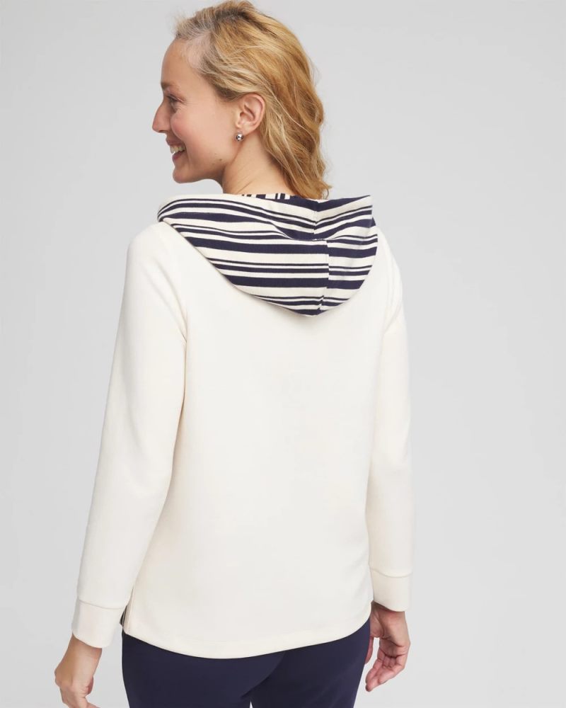 Chicos Zenergy® Double-Knit Stripe Hood Tunic - ENGLISH CREAM