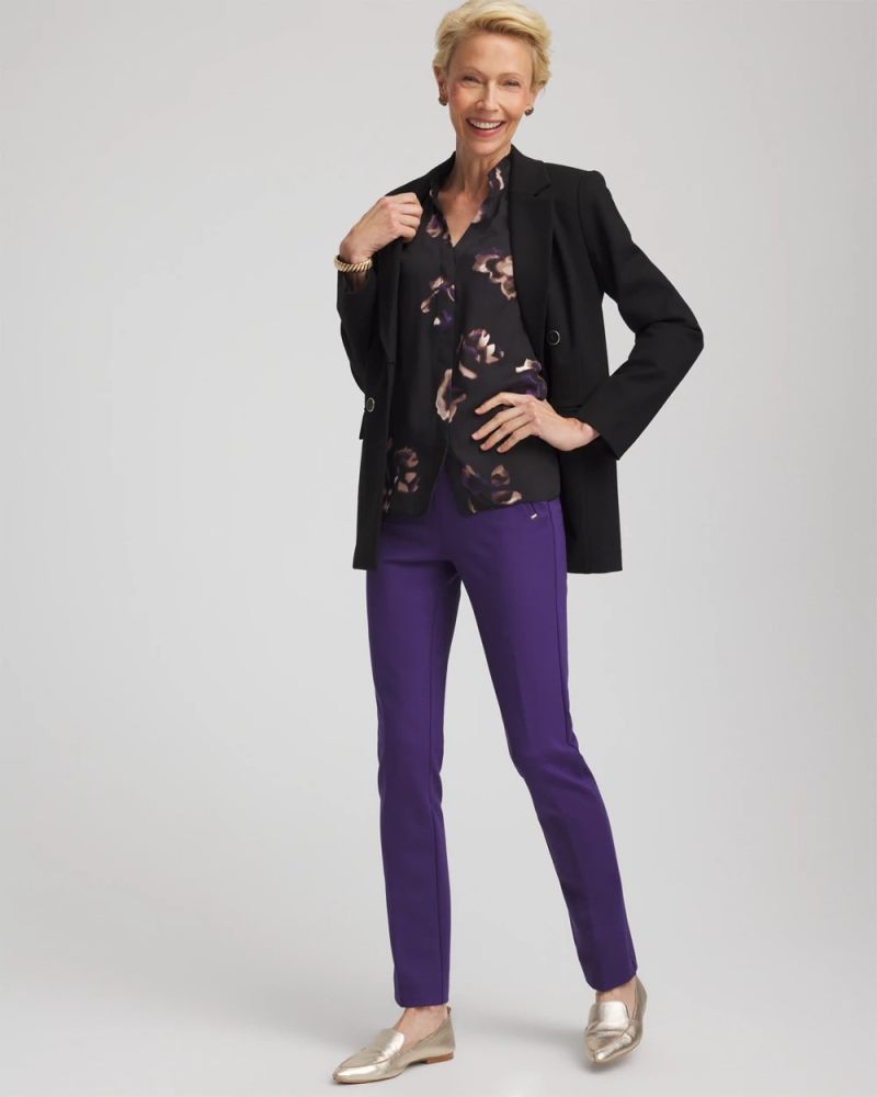 Chicos Juliet Slim Trim Detail Ankle Pants - PURPLE ELIXIR