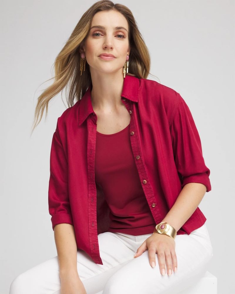 Chicos Tencel™ Classic Fit Shirt - RUSSET RED