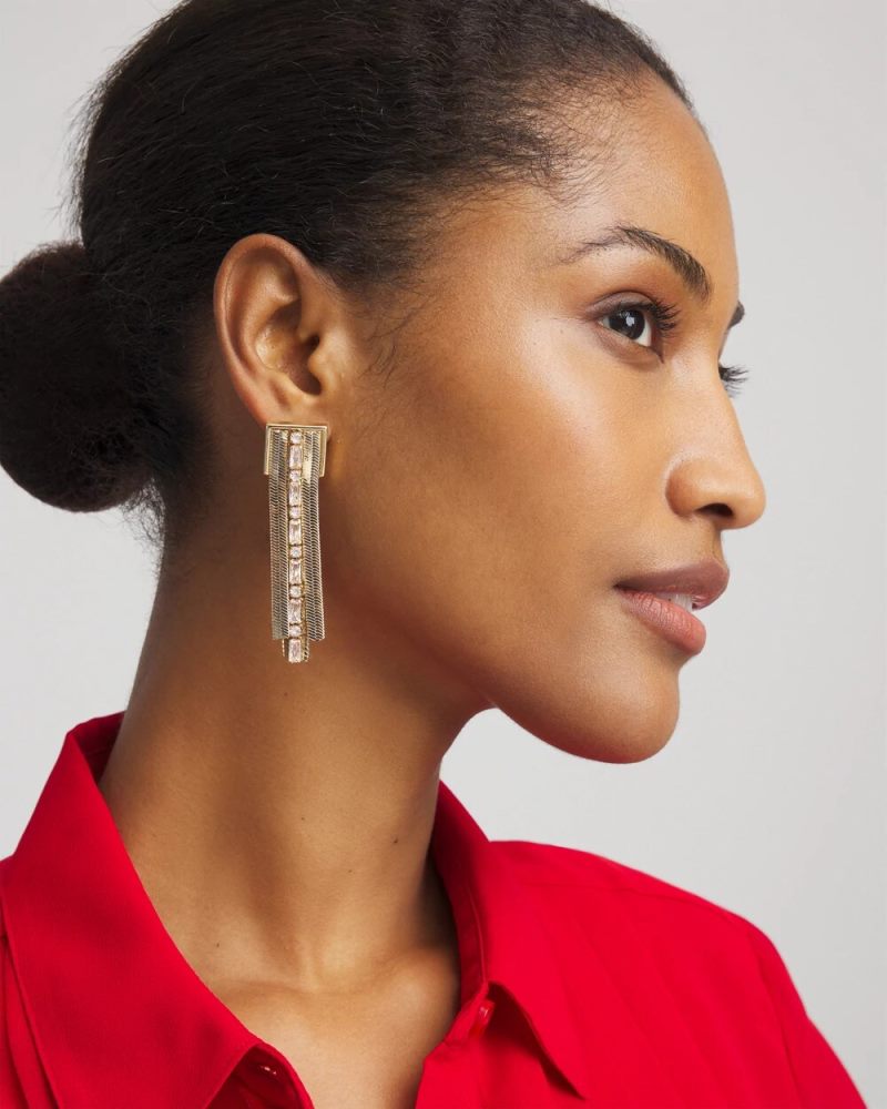 Chicos Snake Chain Linear Earrings - GOLD
