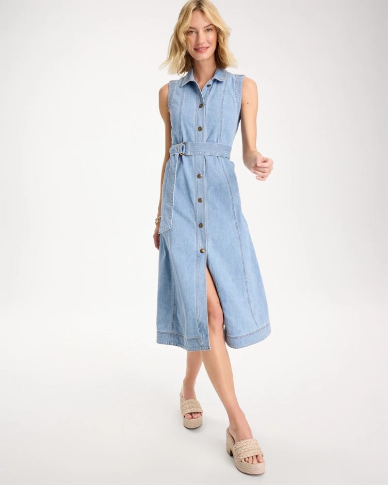 Chicos Sleeveless Denim Dress - MEDIUM INDIGO WASH