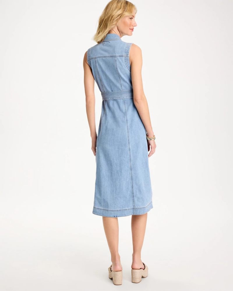 Chicos Sleeveless Denim Dress - MEDIUM INDIGO WASH