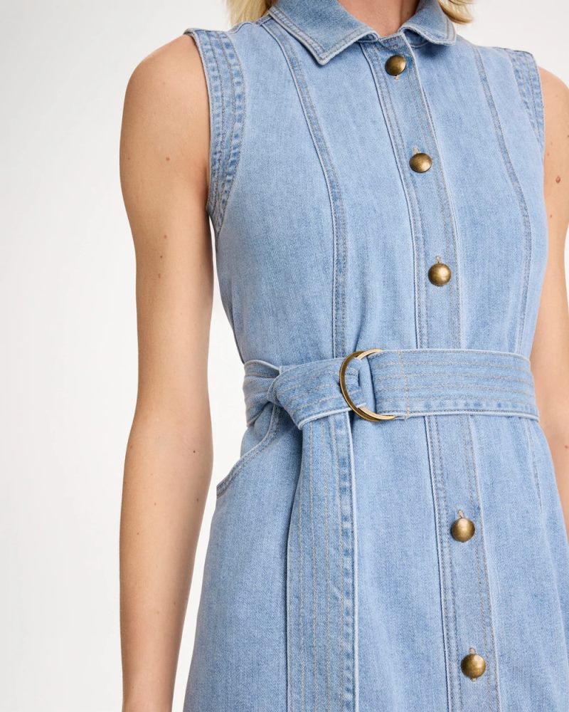 Chicos Sleeveless Denim Dress - MEDIUM INDIGO WASH