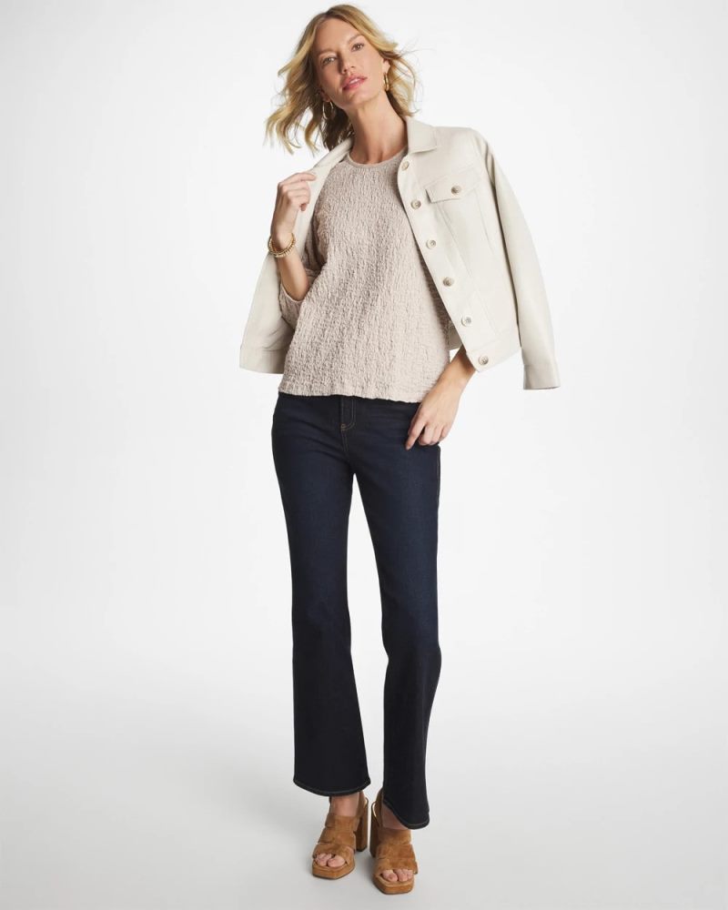 Chicos Textured Feminine Tee - SMOKEY TAUPE