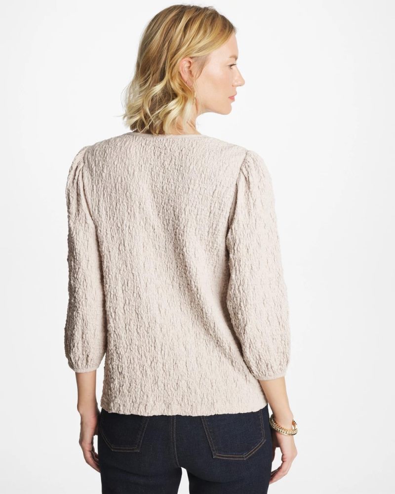 Chicos Textured Feminine Tee - SMOKEY TAUPE