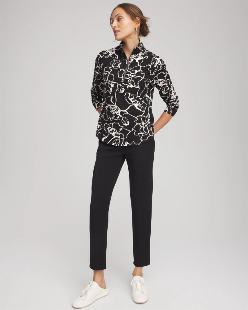 Chicos Zenergy® Half-Zip Mockneck Top - BLACK