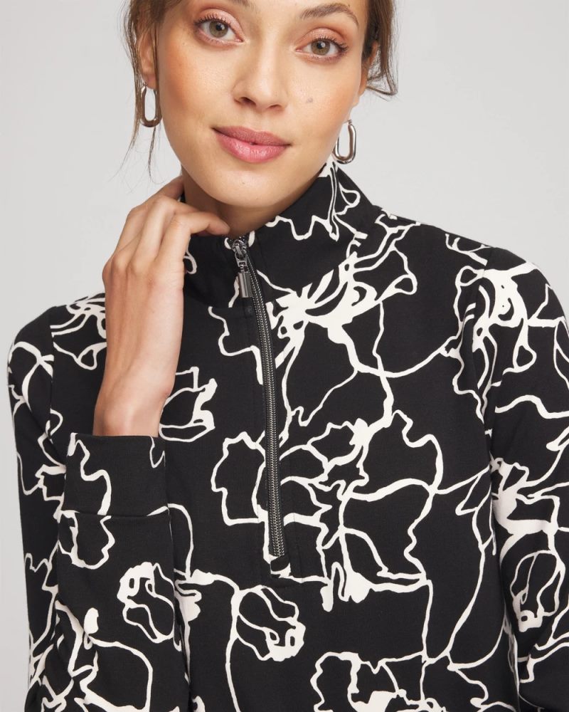 Chicos Zenergy® Half-Zip Mockneck Top - BLACK