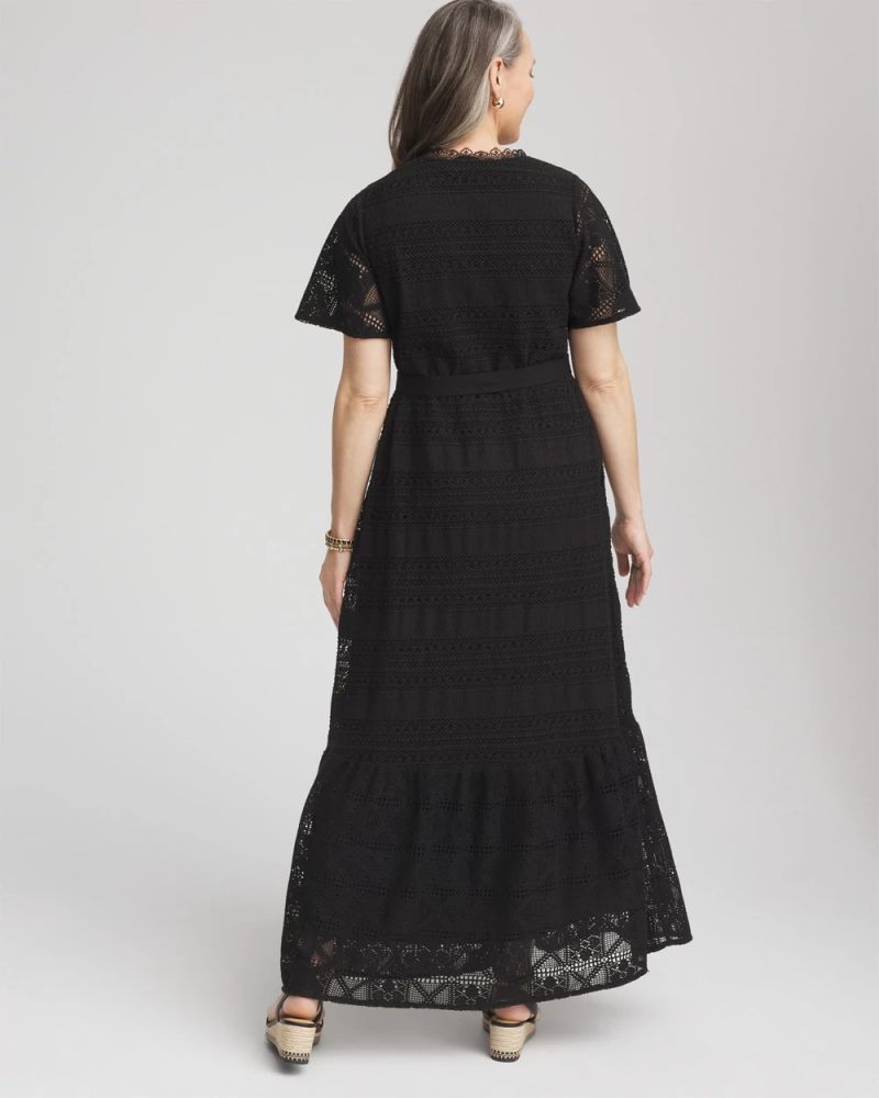 Chicos Crochet-Lace Maxi Dress - BLACK