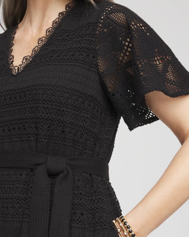 Chicos Crochet-Lace Maxi Dress - BLACK