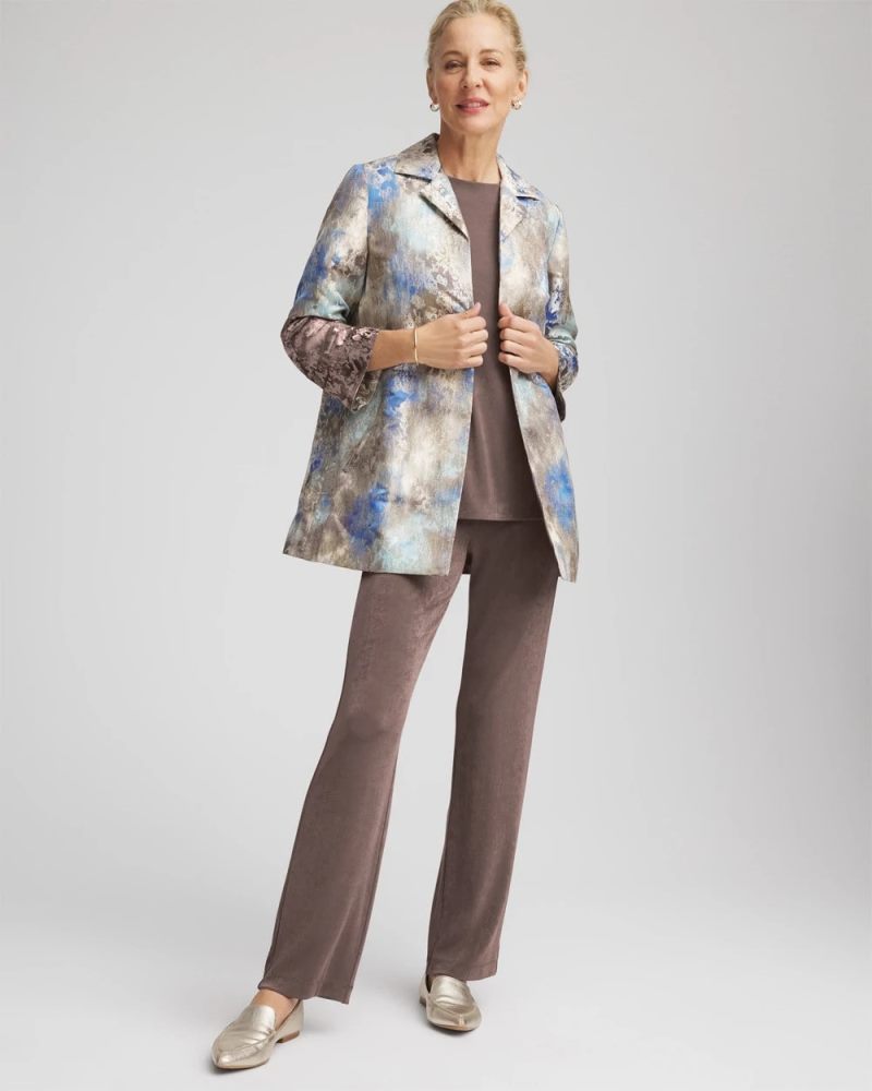 Chicos Travelers™ Collection Watercolor Jacquard Jacket - WALNUT
