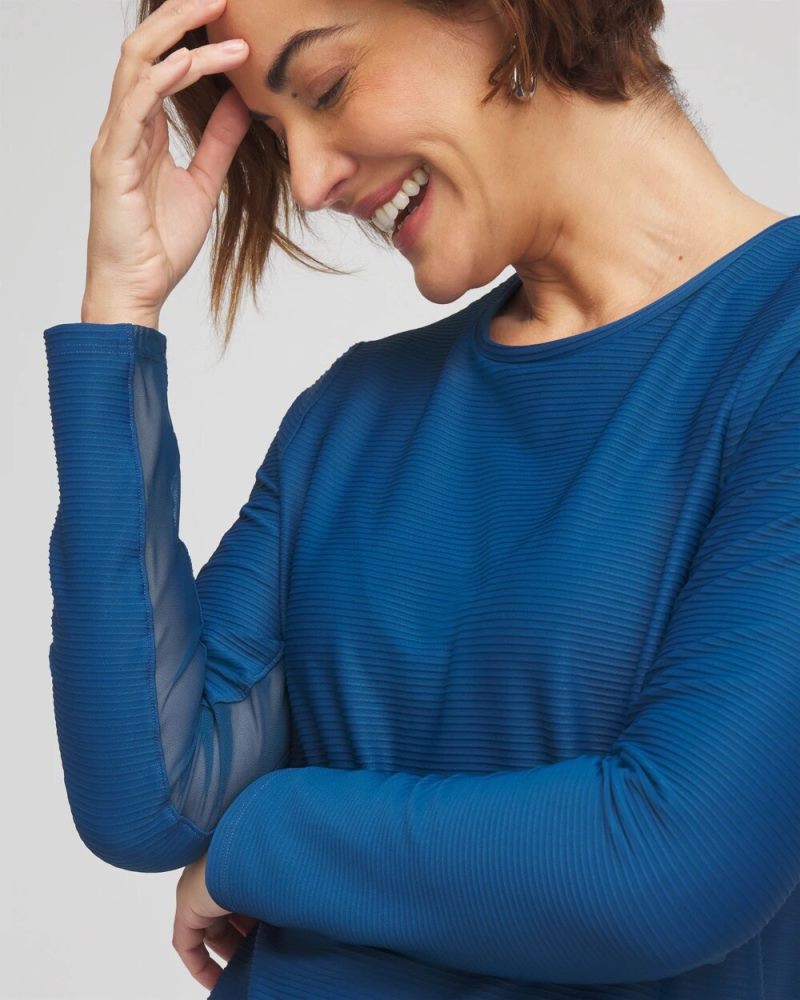 Chicos Zenergy® UPF Crew Neck Mesh-Inset Pullover - SEAPORT