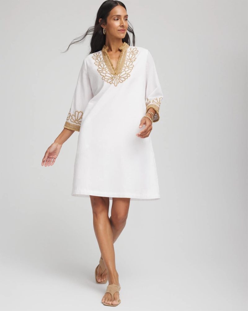 Chicos Embroidered Kurta Dress - ALABASTER