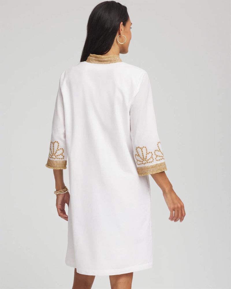 Chicos Embroidered Kurta Dress - ALABASTER