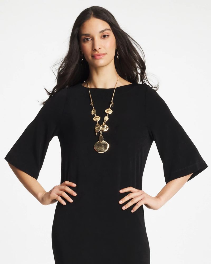 Chicos Gold Long Single Strand Necklace - GOLD