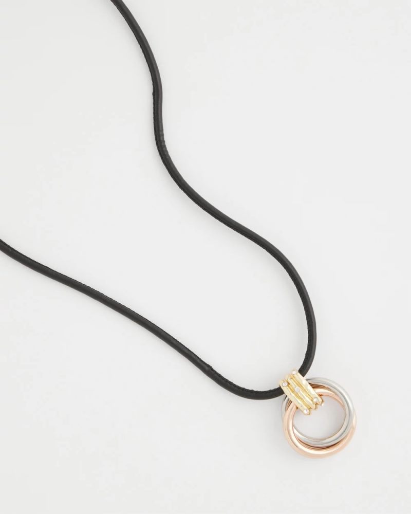 Chicos Adjustable Tri-Tone Pendant Necklace - MIXED METALS