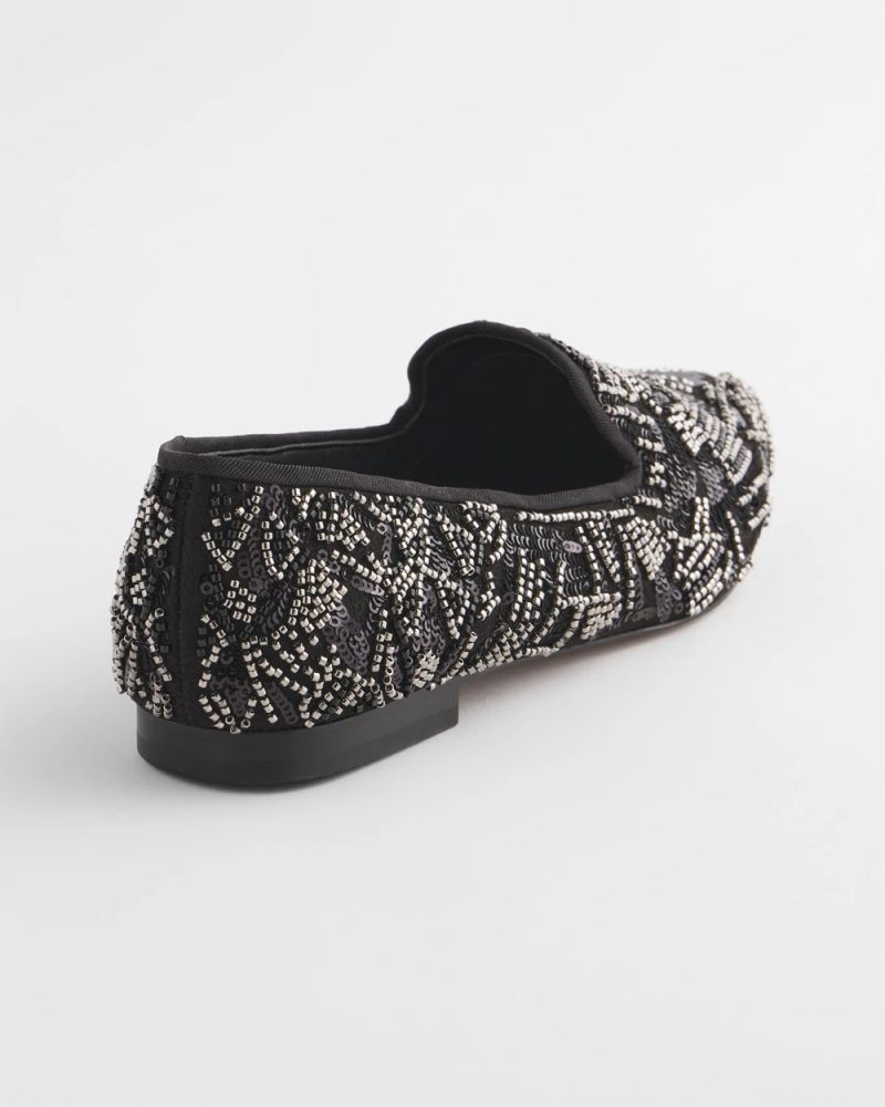 Chicos Gwyn Art Deco Beaded Flats - BLACK