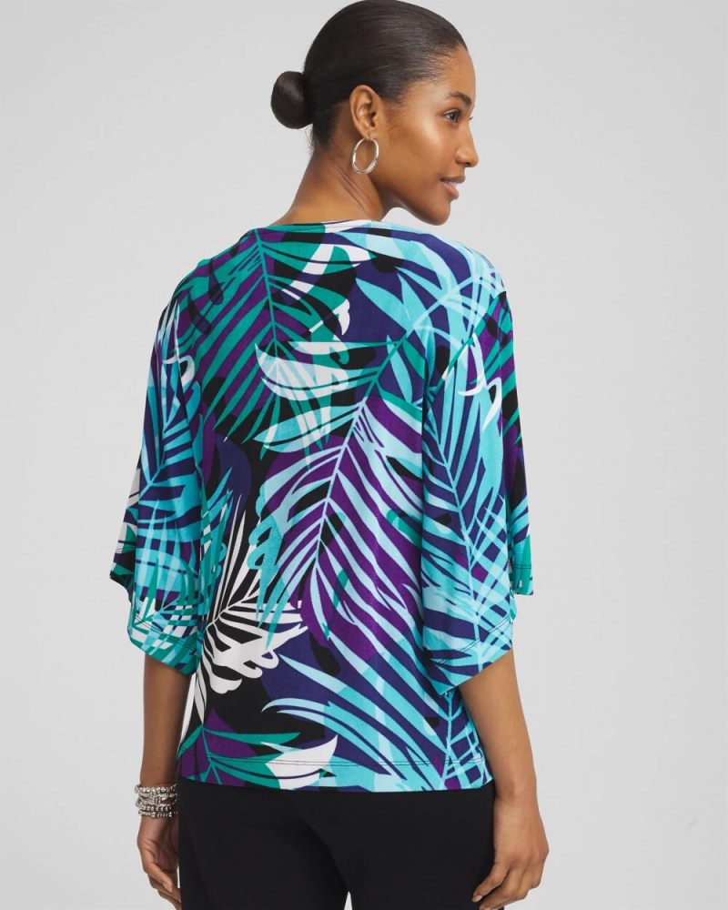 Chicos Travelers™ Tropical Nights Kimono Sleeve Top - TURQ BLUE