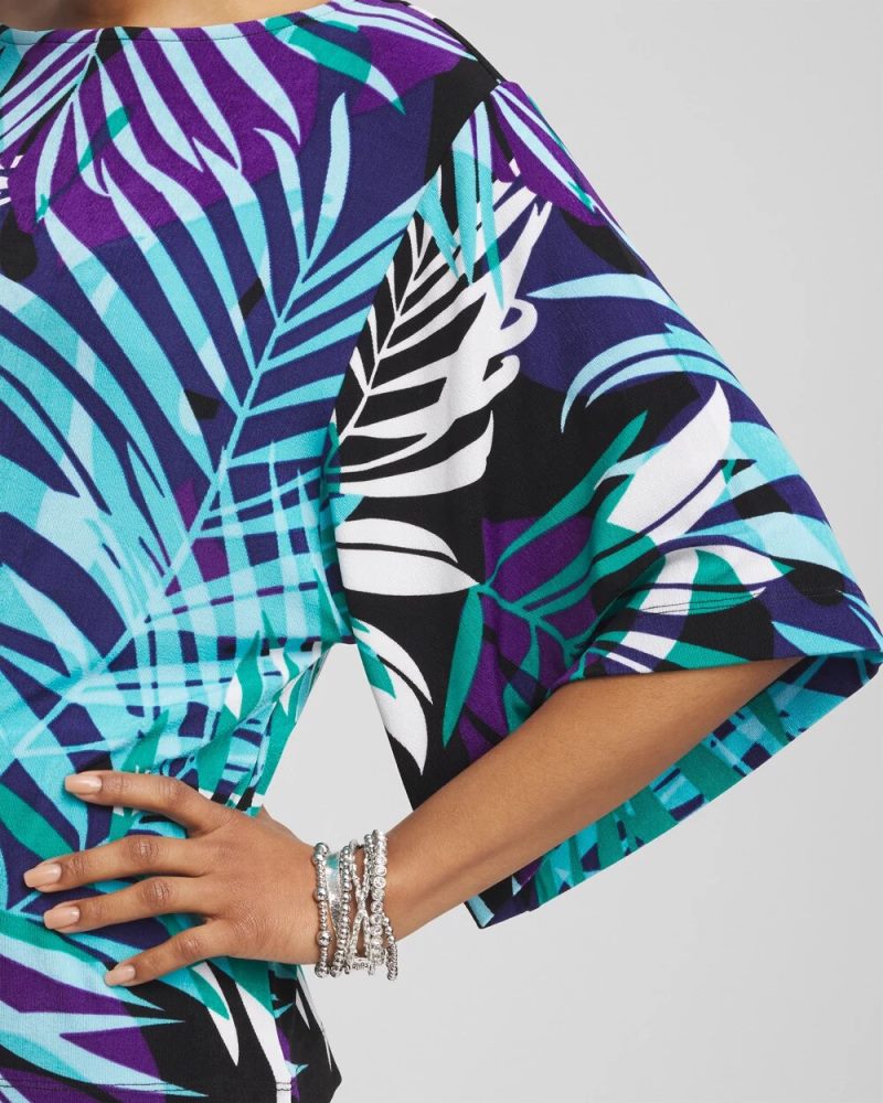 Chicos Travelers™ Tropical Nights Kimono Sleeve Top - TURQ BLUE