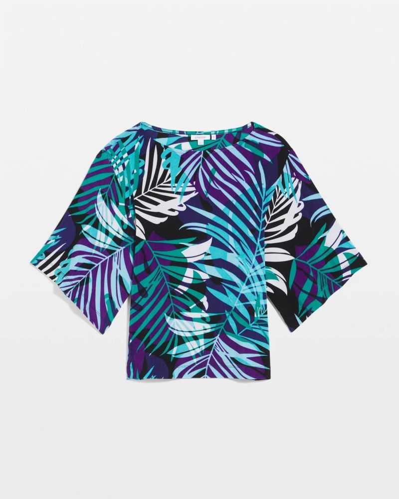 Chicos Travelers™ Tropical Nights Kimono Sleeve Top - TURQ BLUE