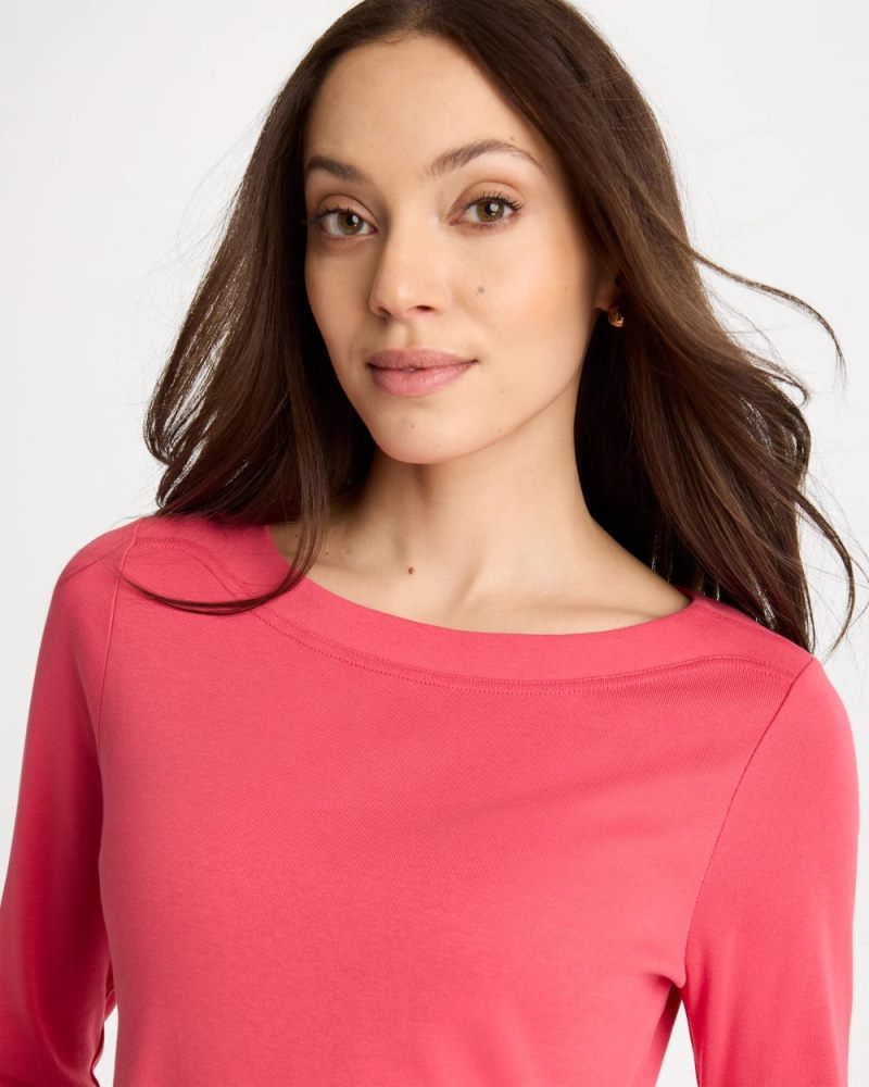 Chicos Pima 3/4 Sleeve Tee - HOT HONEYSUCKLE