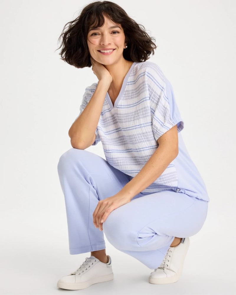 Chicos Zenergy® Striped Gauze Lounge Shirt - INDIGO ICE