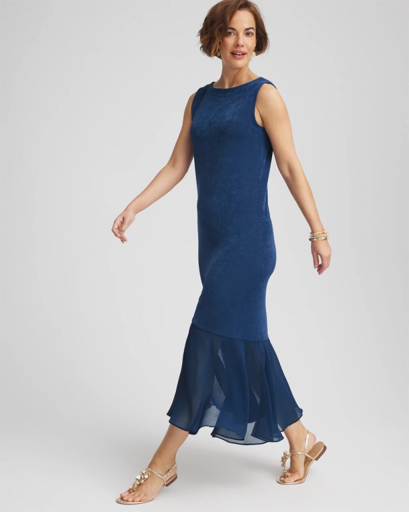 Chicos Travelers™ Chiffon Hem Dress - BLUE CASA