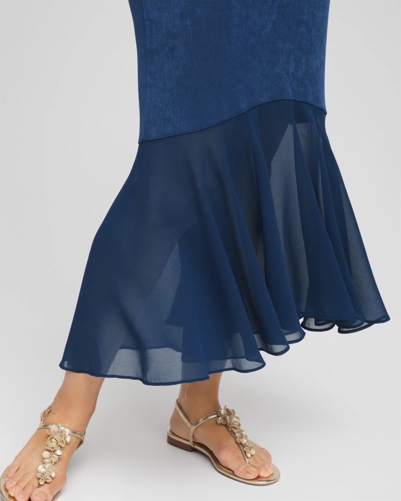 Chicos Travelers™ Chiffon Hem Dress - BLUE CASA