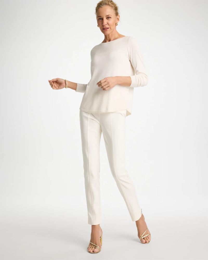 Chicos Juliet Bi-Stretch Slim Ankle Pants - ECRU