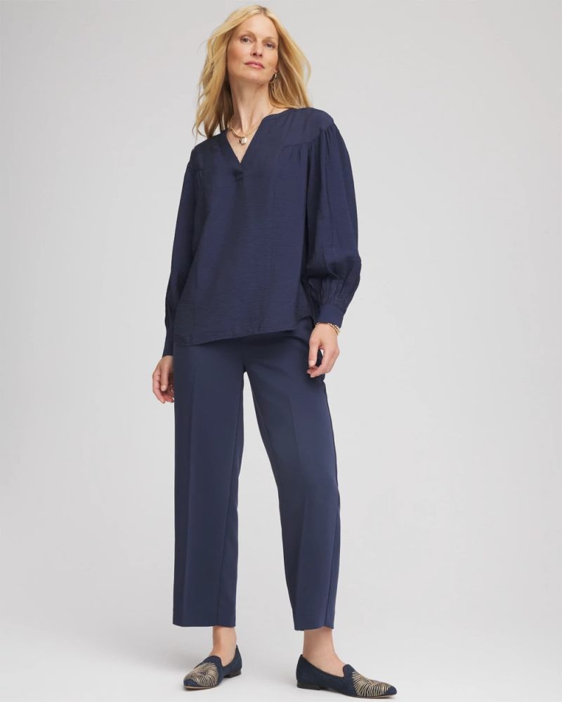 Chicos Stretch Crepe Tapered Ankle Pants - PASSPORT BLUE