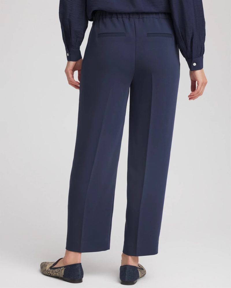 Chicos Stretch Crepe Tapered Ankle Pants - PASSPORT BLUE