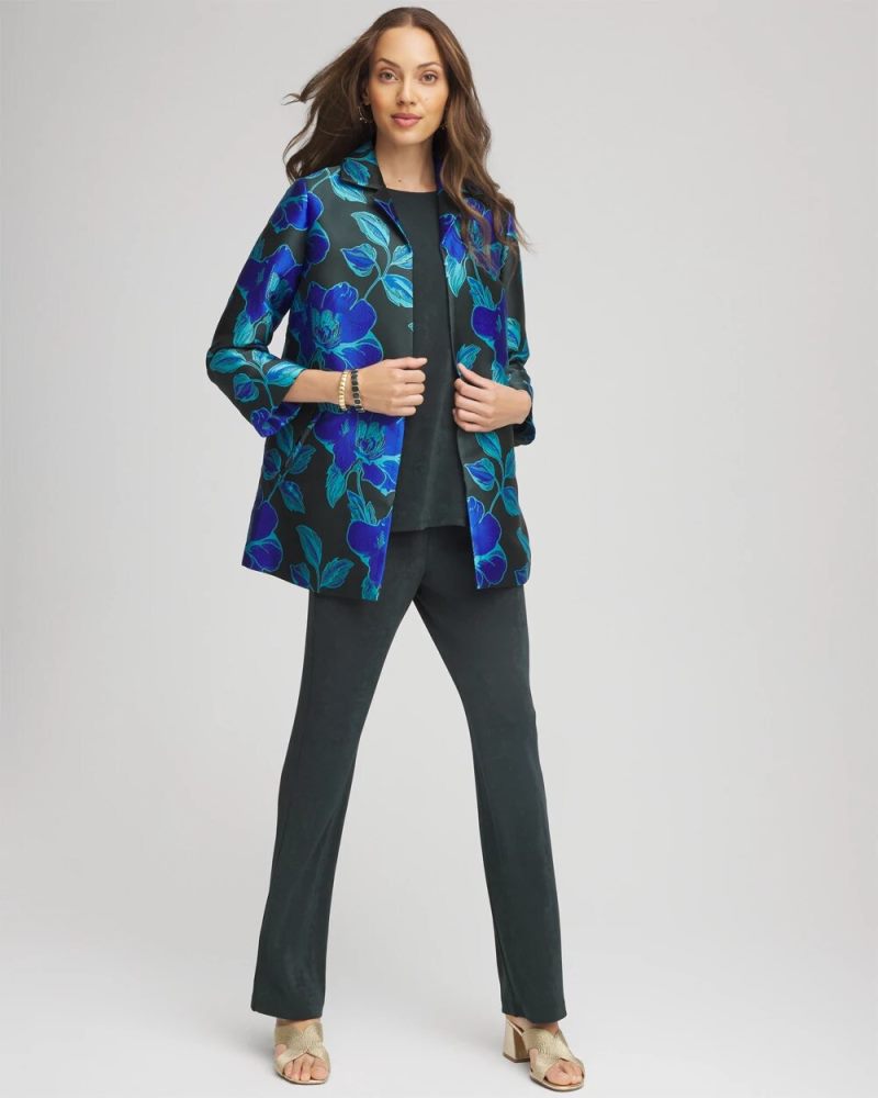 Chicos Travelers™ Collection Jacquard Jacket - DARKEST SPRUCE
