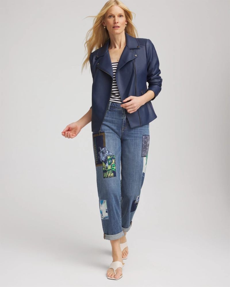 Chicos Faux Leather Moto Jacket - PACIFIC RIM