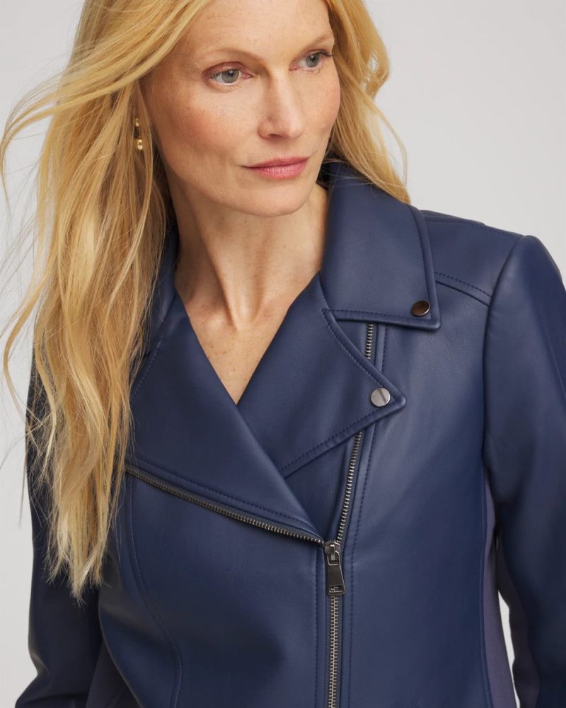 Chicos Faux Leather Moto Jacket - PACIFIC RIM