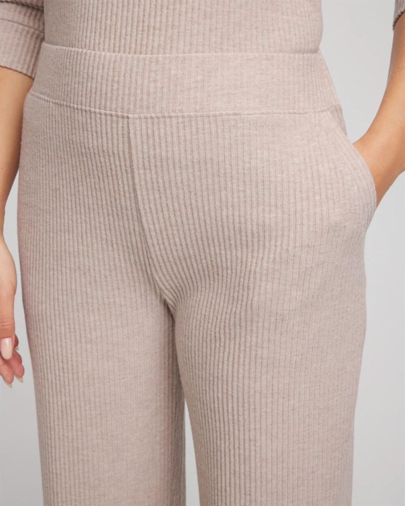 Chicos Zenergy® Brushed Ribbed Pants - LIGHT TAUPE HEATHER