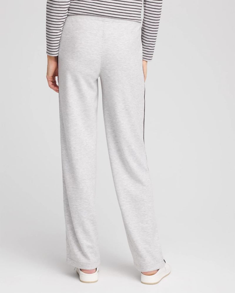 Chicos Zenergy® Double-Knit Lattice Trim Pants - FROSTED GRAY HEATHER