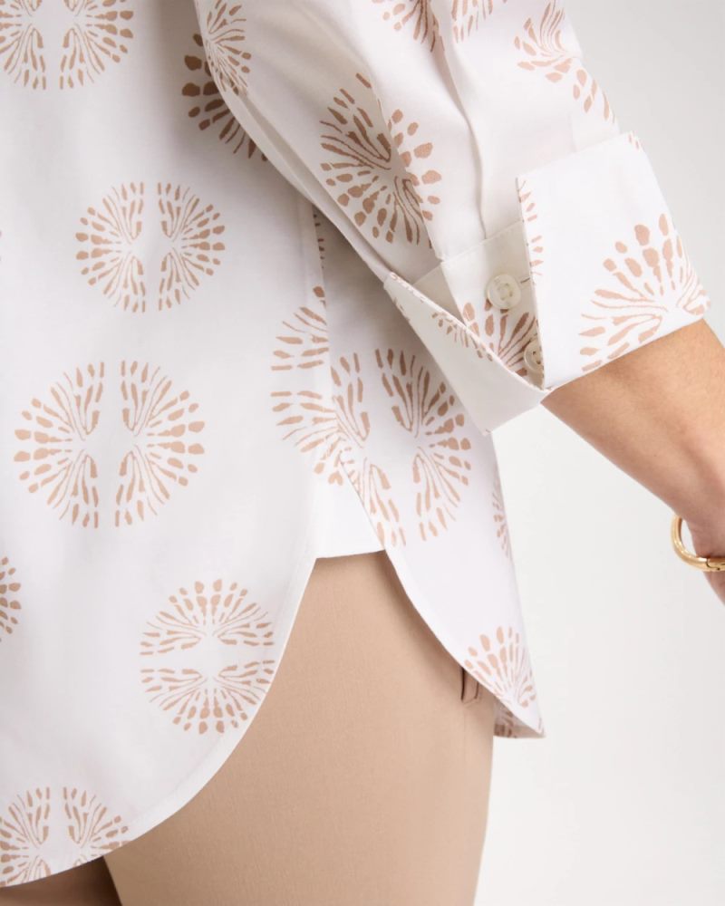 Chicos No Iron Stretch Stamped Shirt - OPTIC WHITE