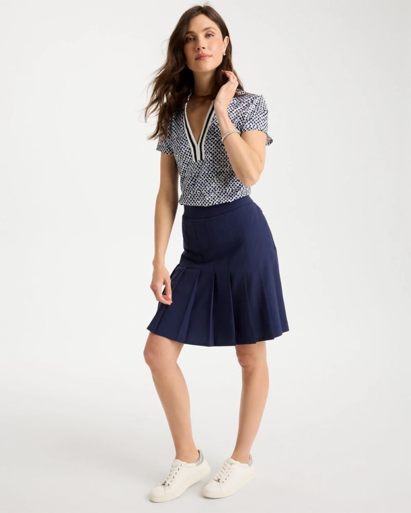Chicos Zenergy® UPF Crochet Trim Polo - BLUE MUSE