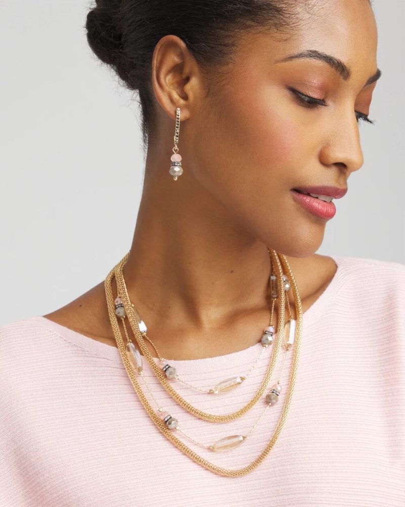 Chicos Multistrand Gold & Pink Tone Necklace - PINK