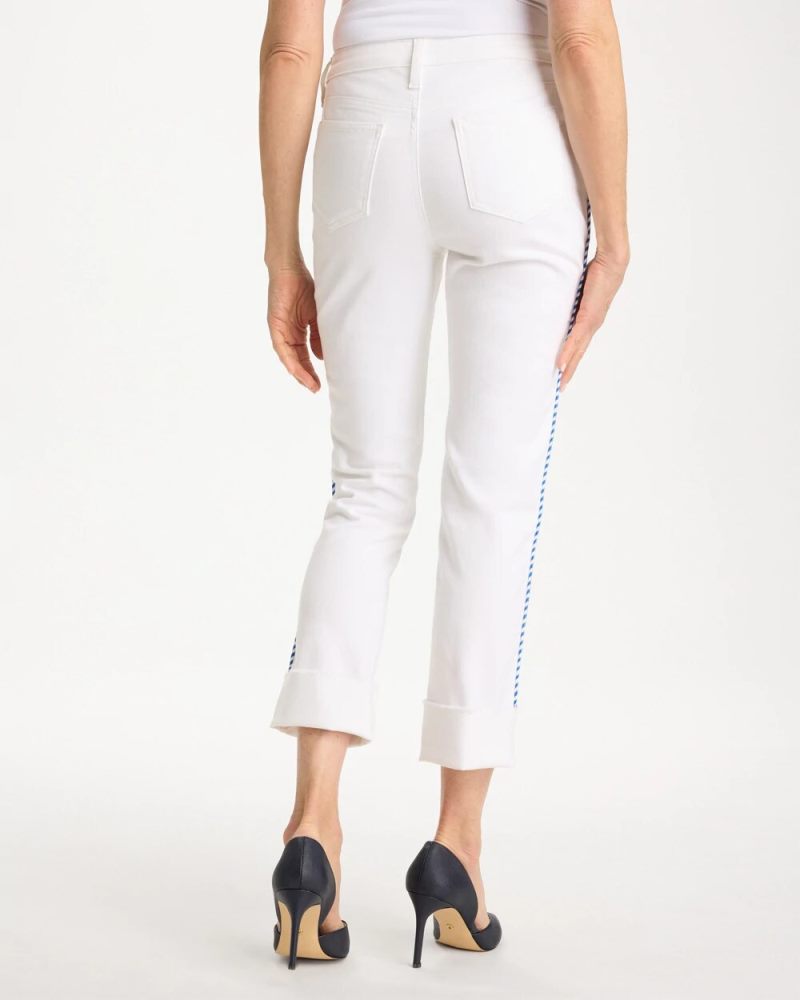Chicos Girlfriend Roll Cuff Crop Jeans - ALABASTER