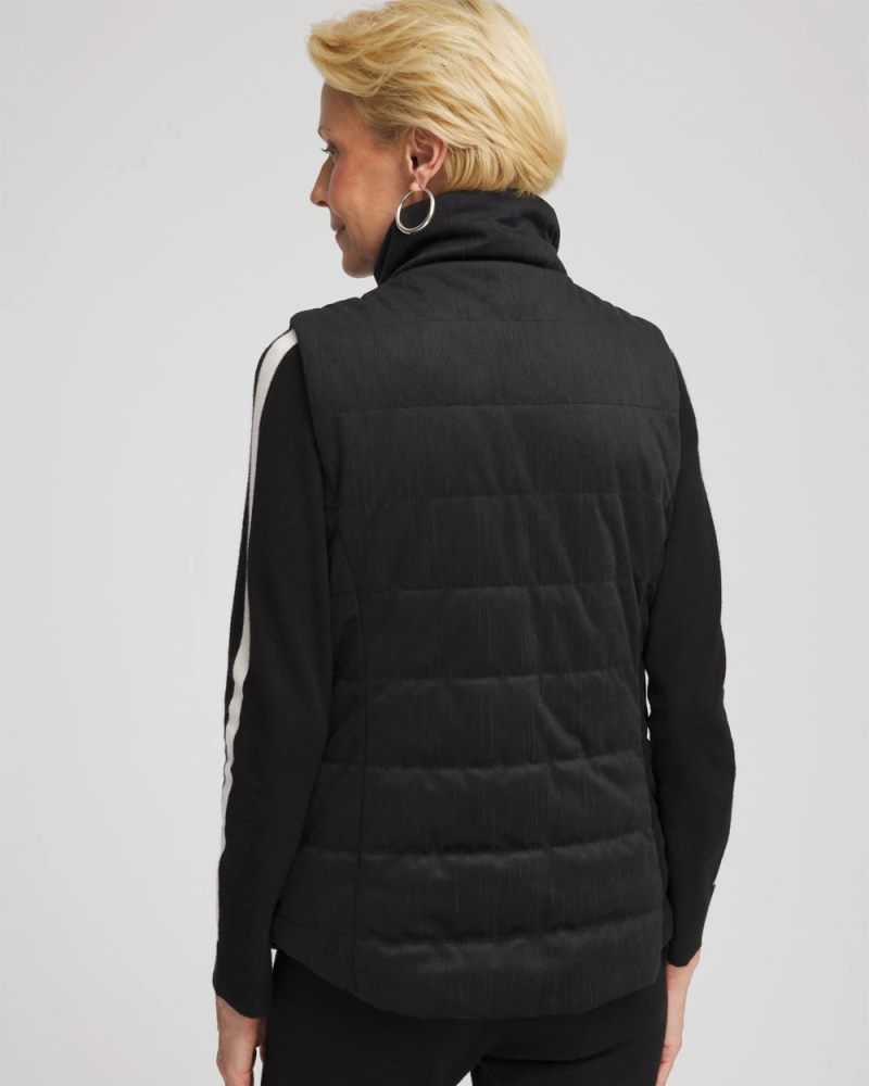 Chicos Zenergy® Reversible Velvet Puffer Vest - BLACK