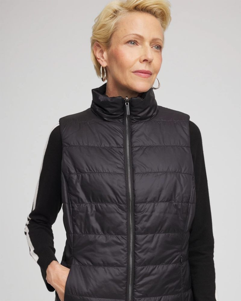 Chicos Zenergy® Reversible Velvet Puffer Vest - BLACK