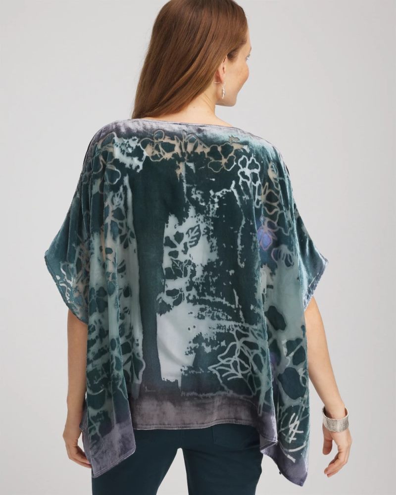Chicos Velvet Burnout Passion Poncho - STRIKING TEAL