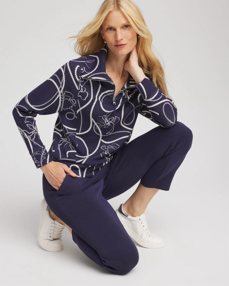 Chicos Zenergy® Soft Melody Half-Zip Top - PASSPORT BLUE