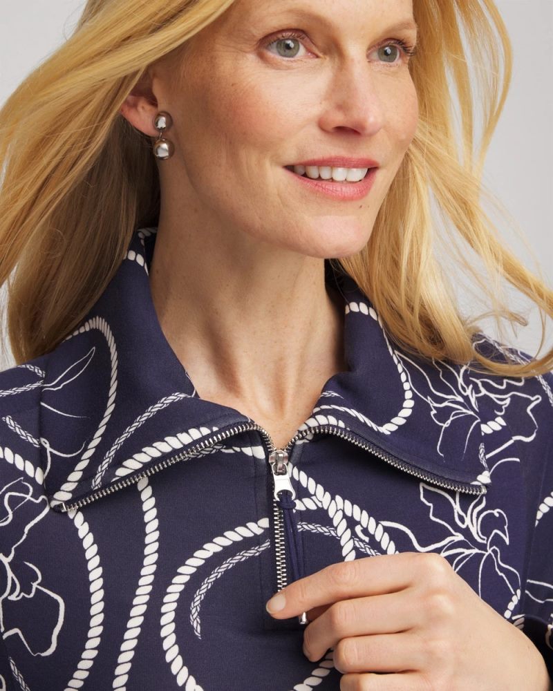 Chicos Zenergy® Soft Melody Half-Zip Top - PASSPORT BLUE