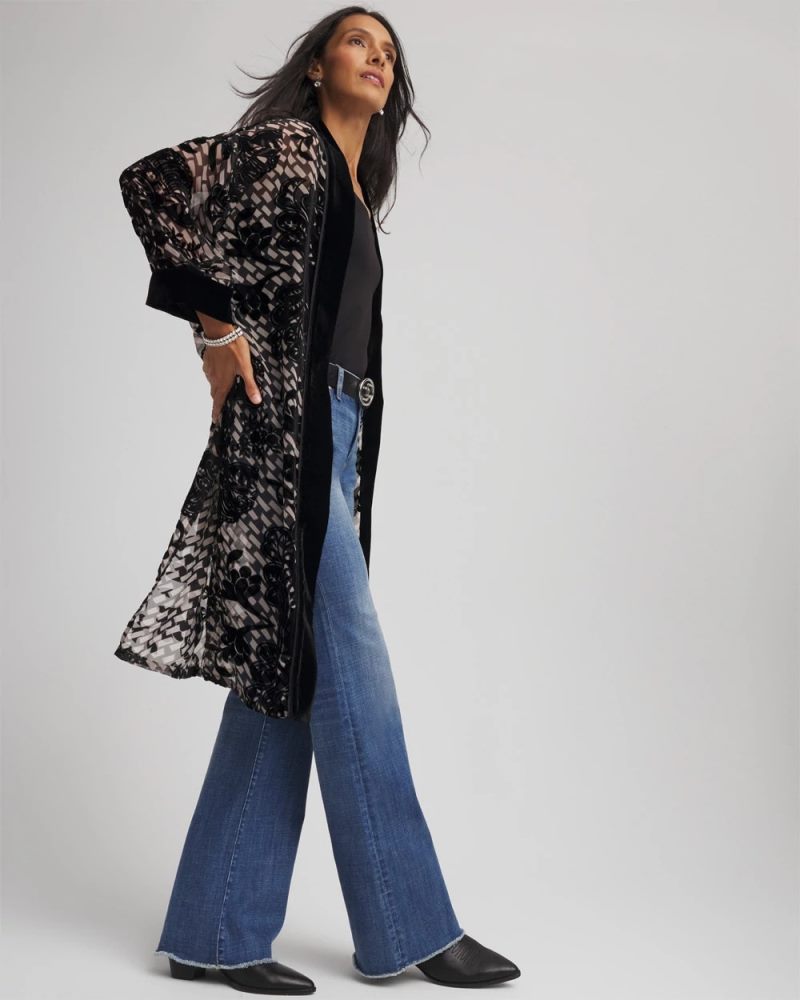 Chicos Art Deco Burnout Kimono
