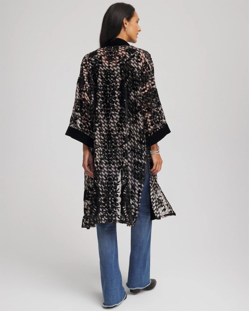 Chicos Art Deco Burnout Kimono