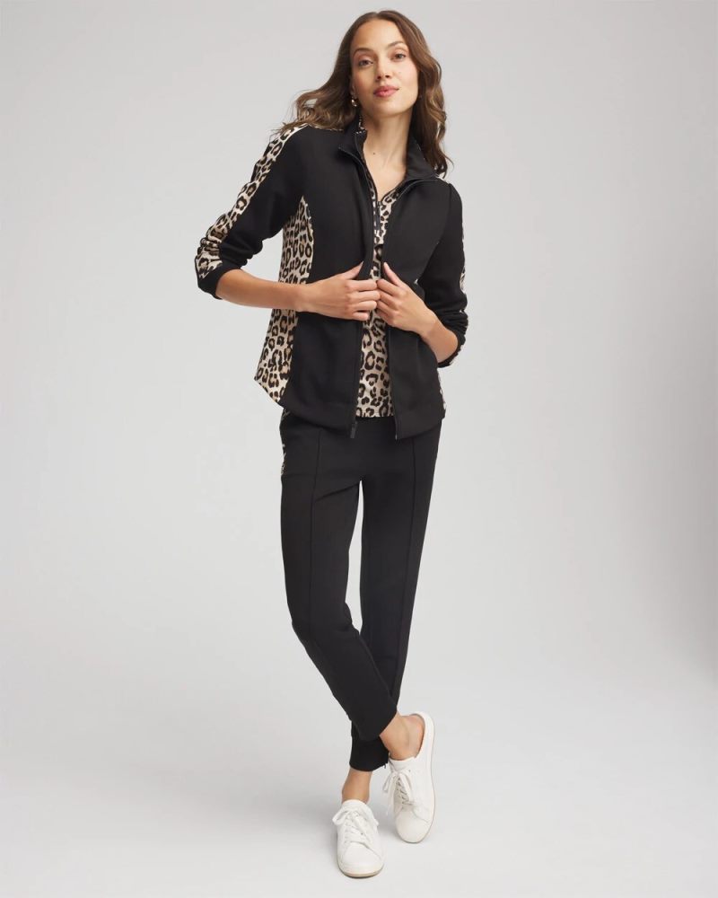 Chicos Zenergy® Mockneck Animal Print Jacket - BLACK