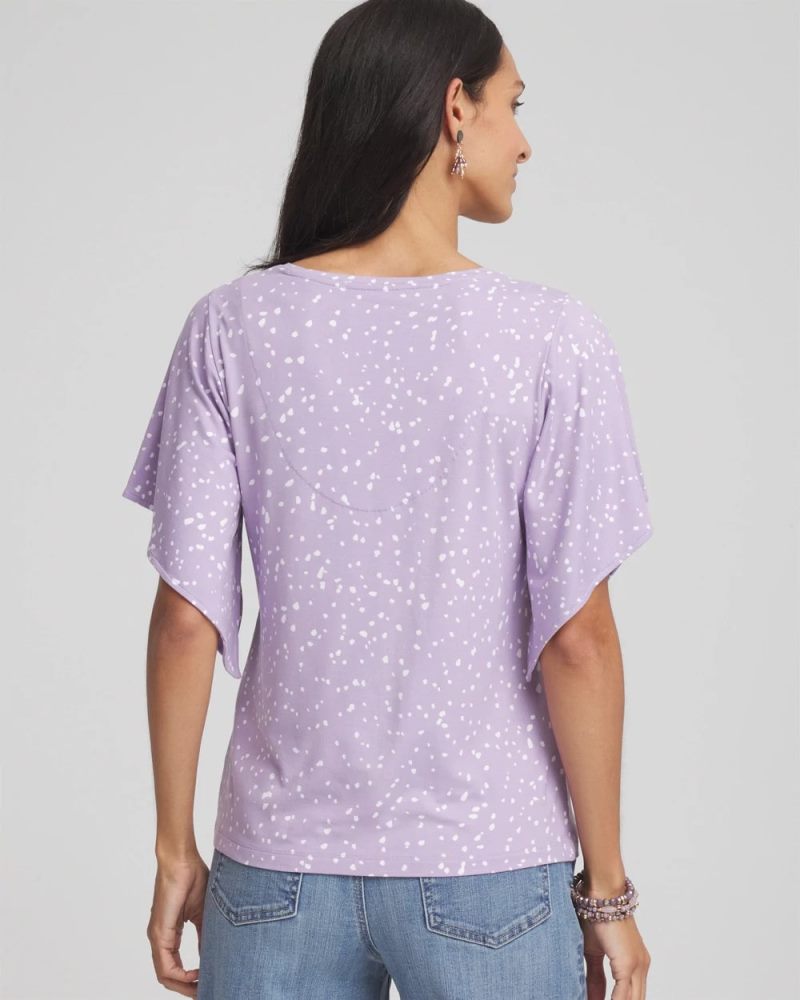 Chicos Touch of Cool™ Handkerchief-Sleeve V-Neck Tee - GENTLE LAVENDER