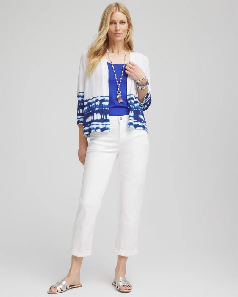 Chicos No Stain Boyfriend Cropped Jeans - ALABASTER