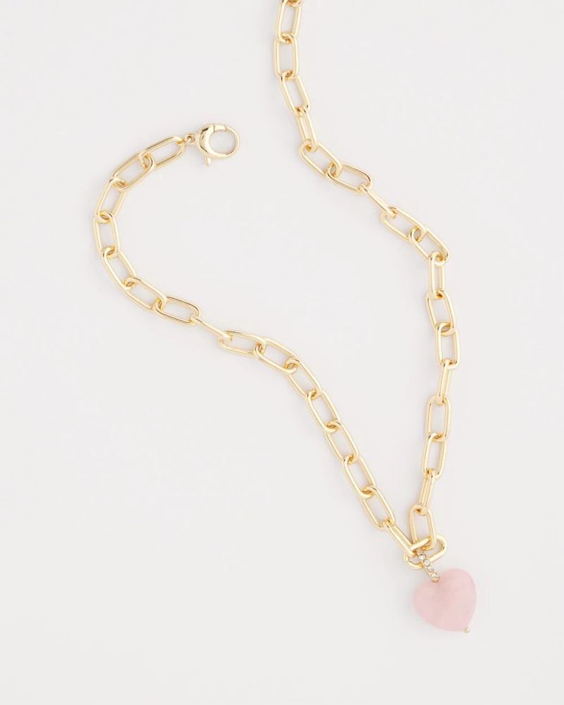 Chicos Genuine Quartz Heart Pendant Necklace - PINK
